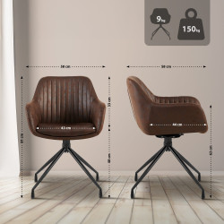 Lot de 2 chaises de salle à manger Welby Vintage marron foncé