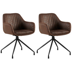 Lot de 2 chaises de salle à manger Welby Vintage marron foncé