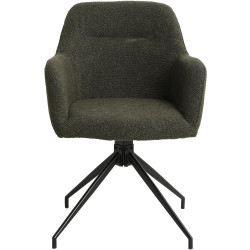 Chaise de salle à manger Merlinda en tissu Teddy vert foncé