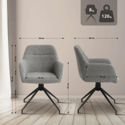 Chaise de salle à manger Merlinda en tissu Teddy gris