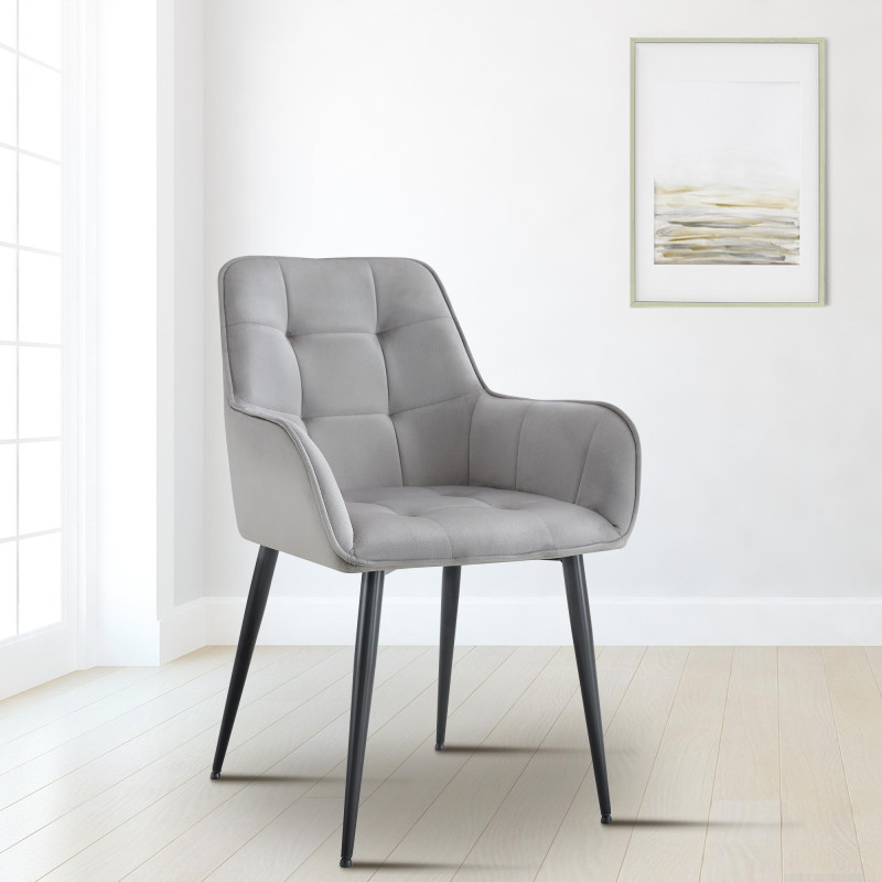 Ensemble de 2 chaises de salle à manger en velours Ferndale gris clair