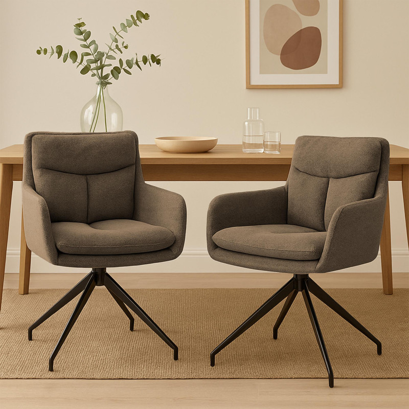 Lot de 2 chaises de salle à manger Somers en tissu marron