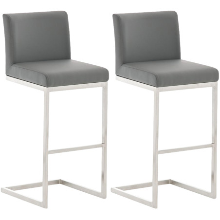Lot de 2 tabourets de bar Paros, simili cuir gris
