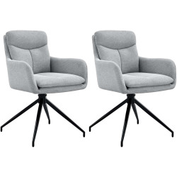 Lot de 2 chaises de salle à manger Somers en tissu gris clair