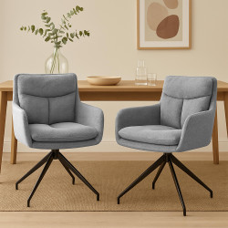 Lot de 2 chaises de salle à manger Somers en tissu gris clair