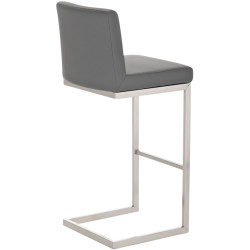 Lot de 2 tabourets de bar Paros, simili cuir gris