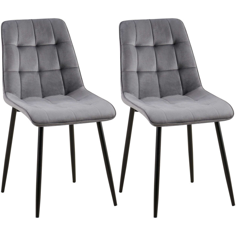 Lot de 2 chaises de salle à manger Gifford en velours gris foncé