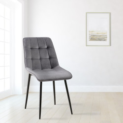 Ensemble de 2 chaises de salle à manger Gifford en velours gris foncé