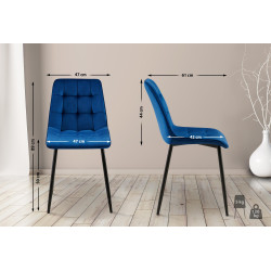 Lot de 2 chaises de salle à manger Gifford en velours bleu foncé
