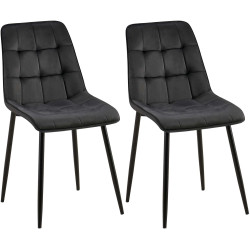 Lot de 2 chaises de salle à manger Gifford en velours noir