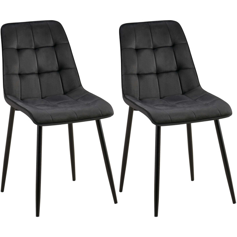 Lot de 2 chaises de salle à manger Gifford en velours noir