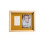 Baby Art Pure Frame - Kit Cadre avec Pâte a Modeler et Cadre Bois Pin Naturel, Rouleau, Panneau Arriere Réversible (Vert/Orange)