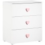 Chambre bébé duo Basic coeur: lit 120x60, commode a langer - Babyprice - Blanc