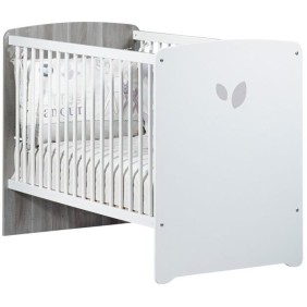 Chambre bébé trio Leaf: lit 120x60, commode a langer et armoire - Babyprice - Blanc