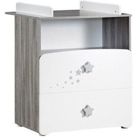 Chambre bébé duo Nao: lit 120x60, commode a langer - Babyprice - Blanc