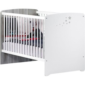 Chambre bébé trio Nao:  lit 120x60, commode a langer et armoire - Babyprice - Blanc