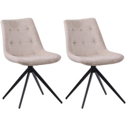 Lot de 2 chaises de salle à manger Merna velours crème
