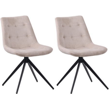 Lot de 2 chaises de salle à manger Merna velours crème