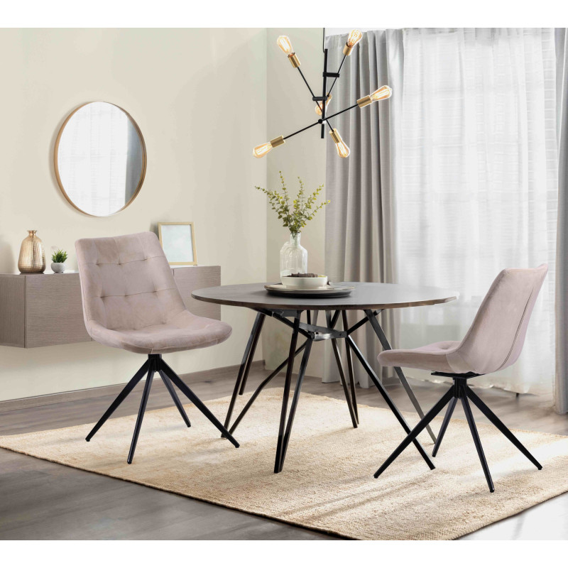 Lot de 2 chaises de salle à manger Merna velours crème