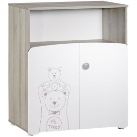 Chambre bébé trio Teddy: lit 120x60, commode a langer et armoire - Babyprice - Blanc