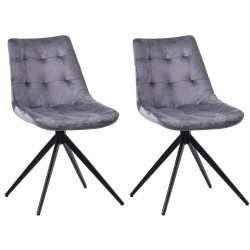Lot de 2 chaises de salle à manger Merna en velours gris foncé