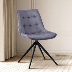 Lot de 2 chaises de salle à manger Merna en velours gris foncé