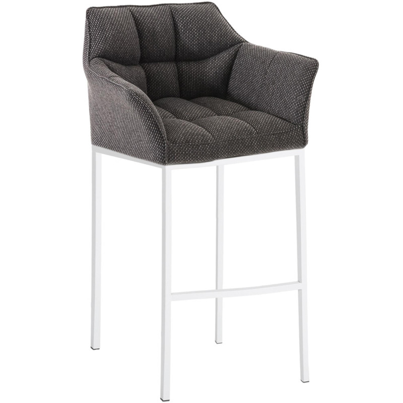 Tabouret de bar Damaso W en tissu avec structure à 4 pieds gris titane