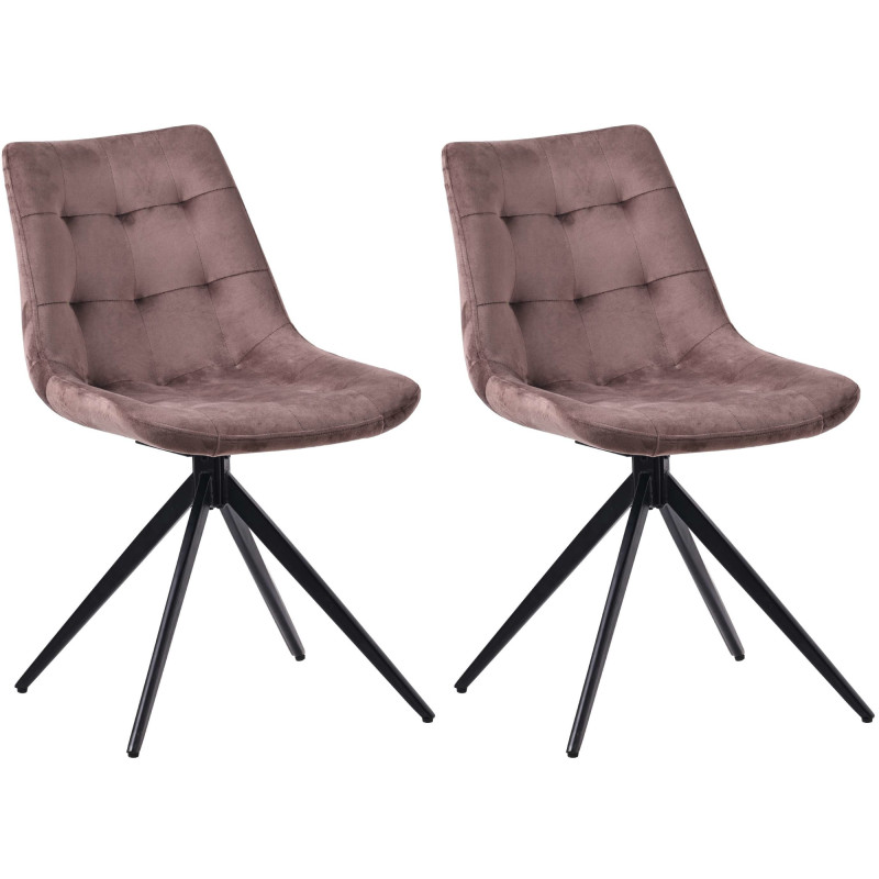 Lot de 2 chaises de salle à manger Merna en velours marron