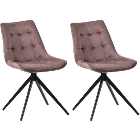 Lot de 2 chaises de salle à manger Merna en velours marron