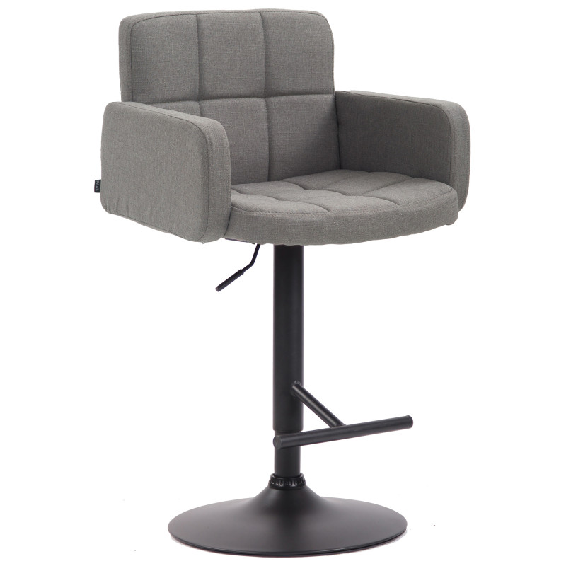 Tabouret de bar Los Angeles, tissu noir gris
