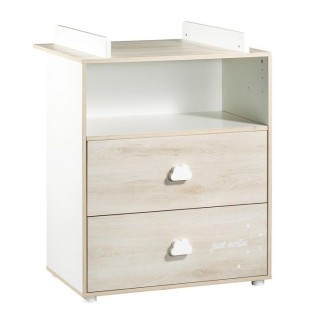 Commode a langer - Babyprice - Smile - Hetre - 2 tiroirs - 1 niche - En bois