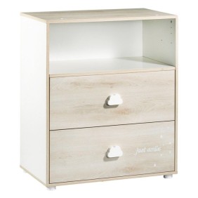 Commode a langer - Babyprice - Smile - Hetre - 2 tiroirs - 1 niche - En bois