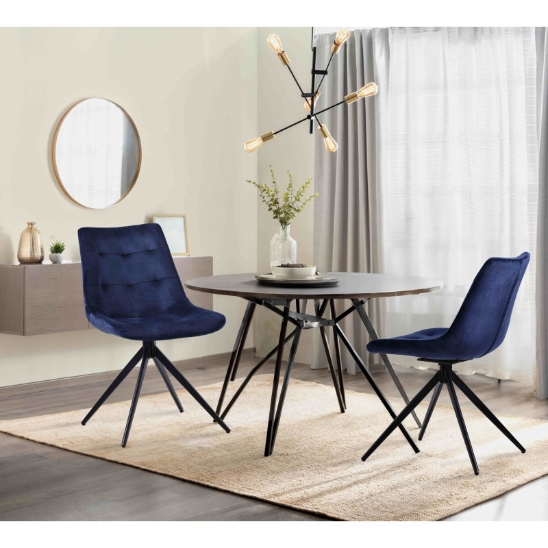 Ensemble de 2 chaises de salle à manger Merna en velours bleu foncé