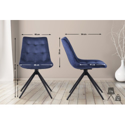 Lot de 2 chaises de salle à manger Merna en velours bleu foncé