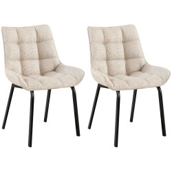 Lot de 2 chaises Saranda tissu noir ivoire