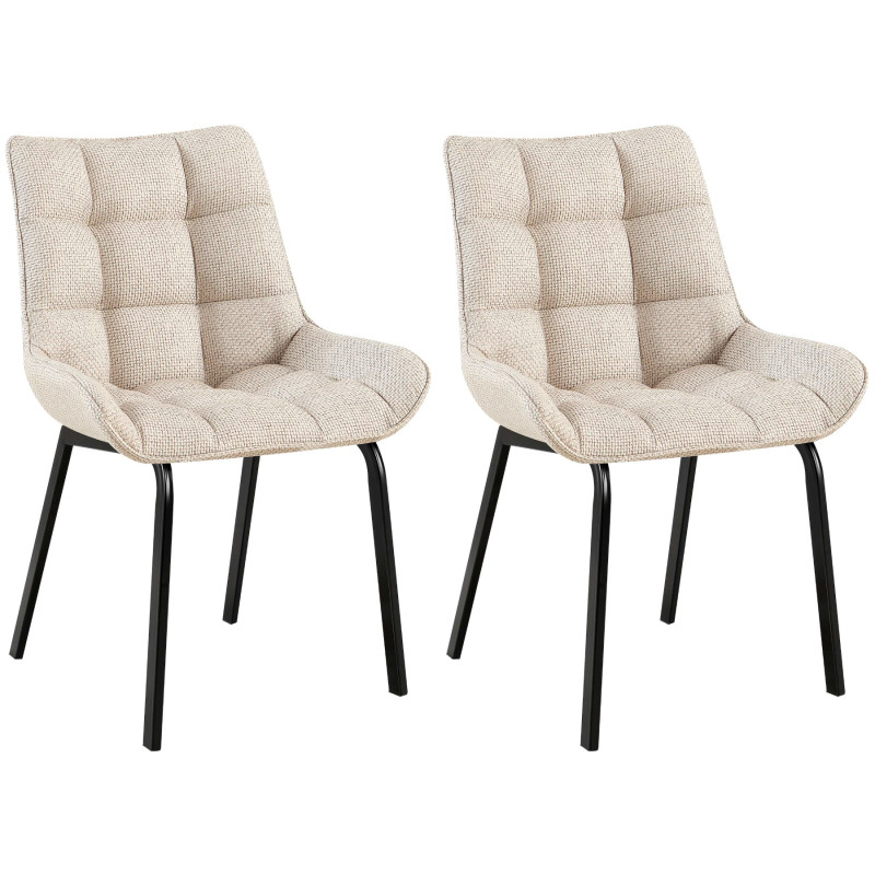 Lot de 2 chaises Saranda tissu noir ivoire