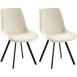Lot de 2 chaises de salle à manger en velours crème Lewes