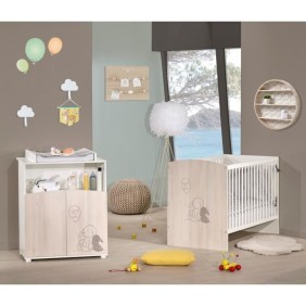 Commode - Babyprice - Lapinou -  2 portes - Une niche - Sérigraphie lapin