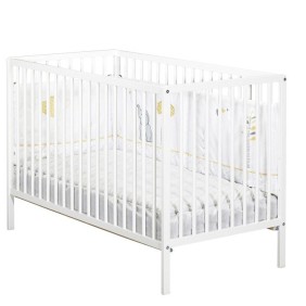 Lit bébé - 120 x 60 cm - Babyprice First - Tout barreaux - En bois blanc