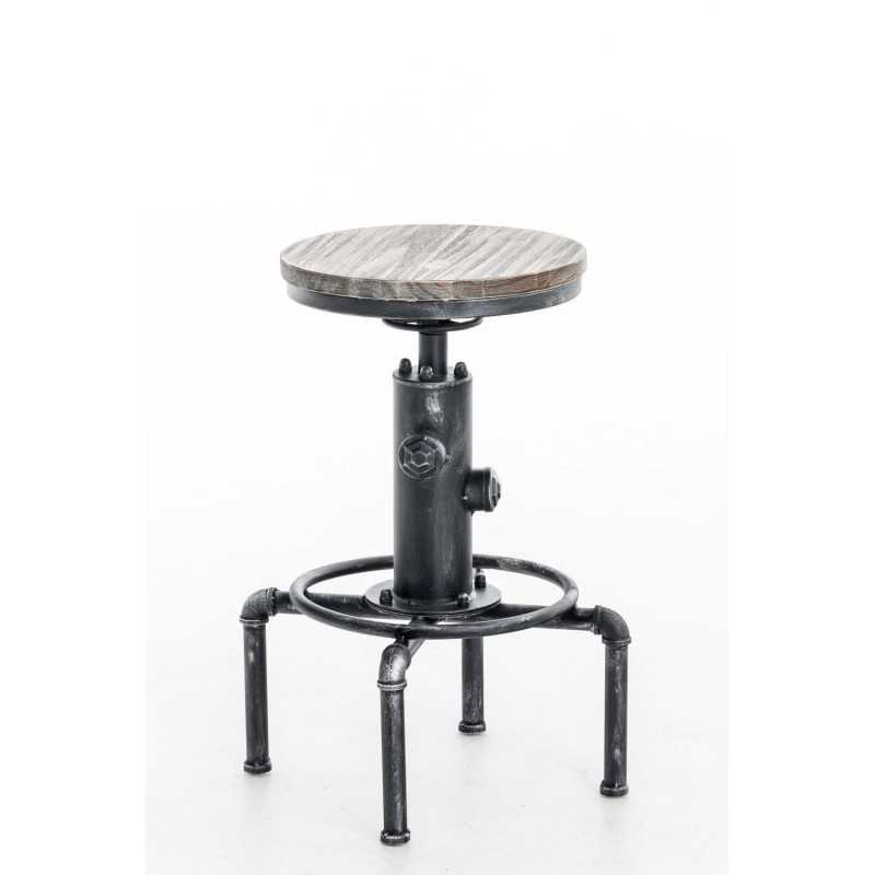 Tabouret de bar Lumos, bois argent antique