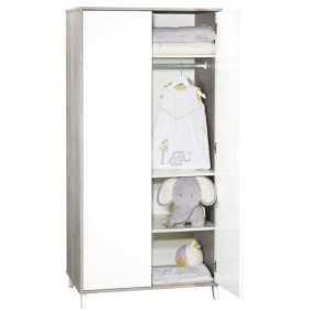 Armoire bébé Scandi Gris - Bois - Blanche - 2 portes - Babyprice