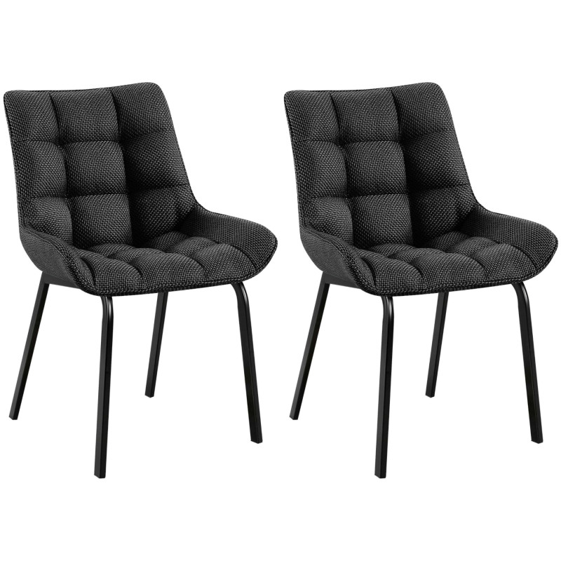 Lot de 2 chaises Saranda en tissu noir et gris titane