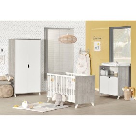 Armoire bébé Scandi Gris - Bois - Blanche - 2 portes - Babyprice