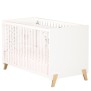 Lit bébé - 120 x 60 cm - Babyprice Joy Naturel - Blanc - Sur pieds en bois naturel