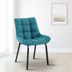 Lot de 2 chaises Saranda tissu noir turquoise