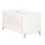 Lit évolutif - 140x70cm - Babyprice Joy Naturel - Blanc sur pieds en bois naturel