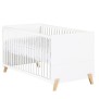 Lit évolutif - 140x70cm - Babyprice Joy Naturel - Blanc sur pieds en bois naturel