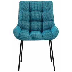 Lot de 2 chaises Saranda tissu noir turquoise