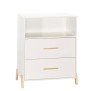 Commode a langer - Babyprice - Joy Naturel - 2 tiroirs - 1 niche - Blanc - Sur pieds en bois naturel