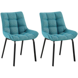 Lot de 2 chaises Saranda tissu noir turquoise